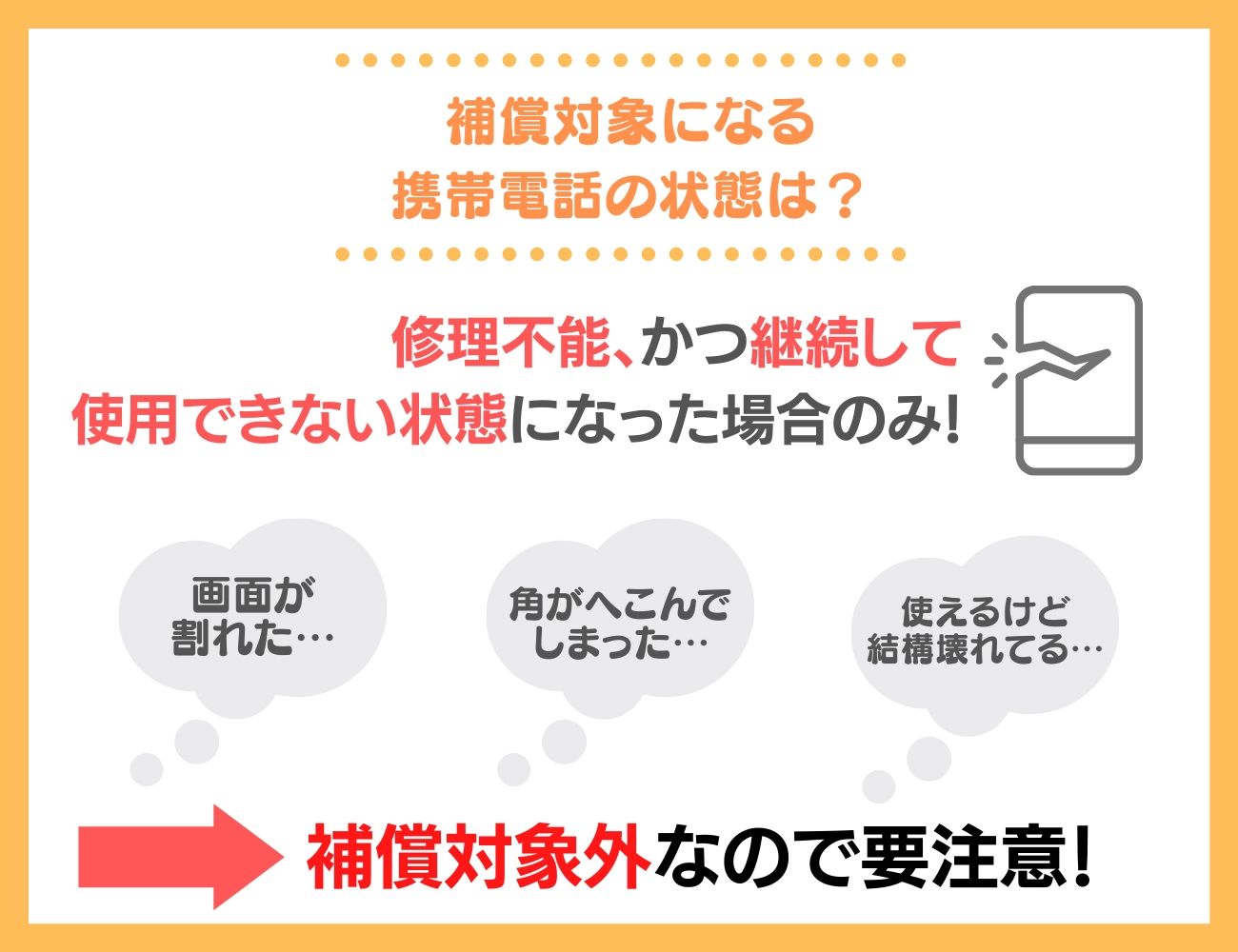 要注意！ケータイ補償はちょっとした故障や画面割れ程度では補償対象にならない！