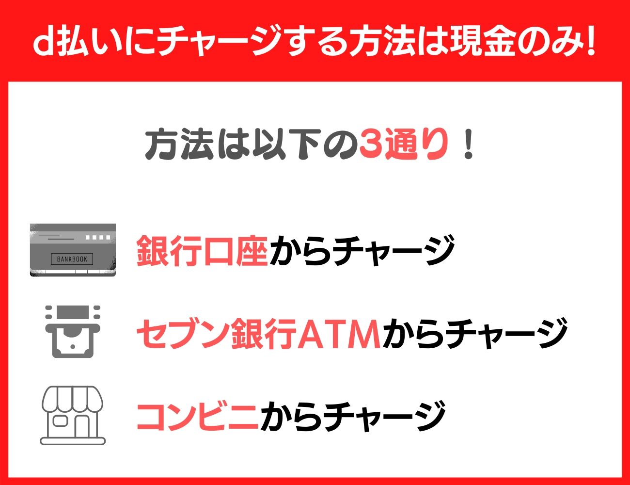 d払いにチャージする方法は現金のみ