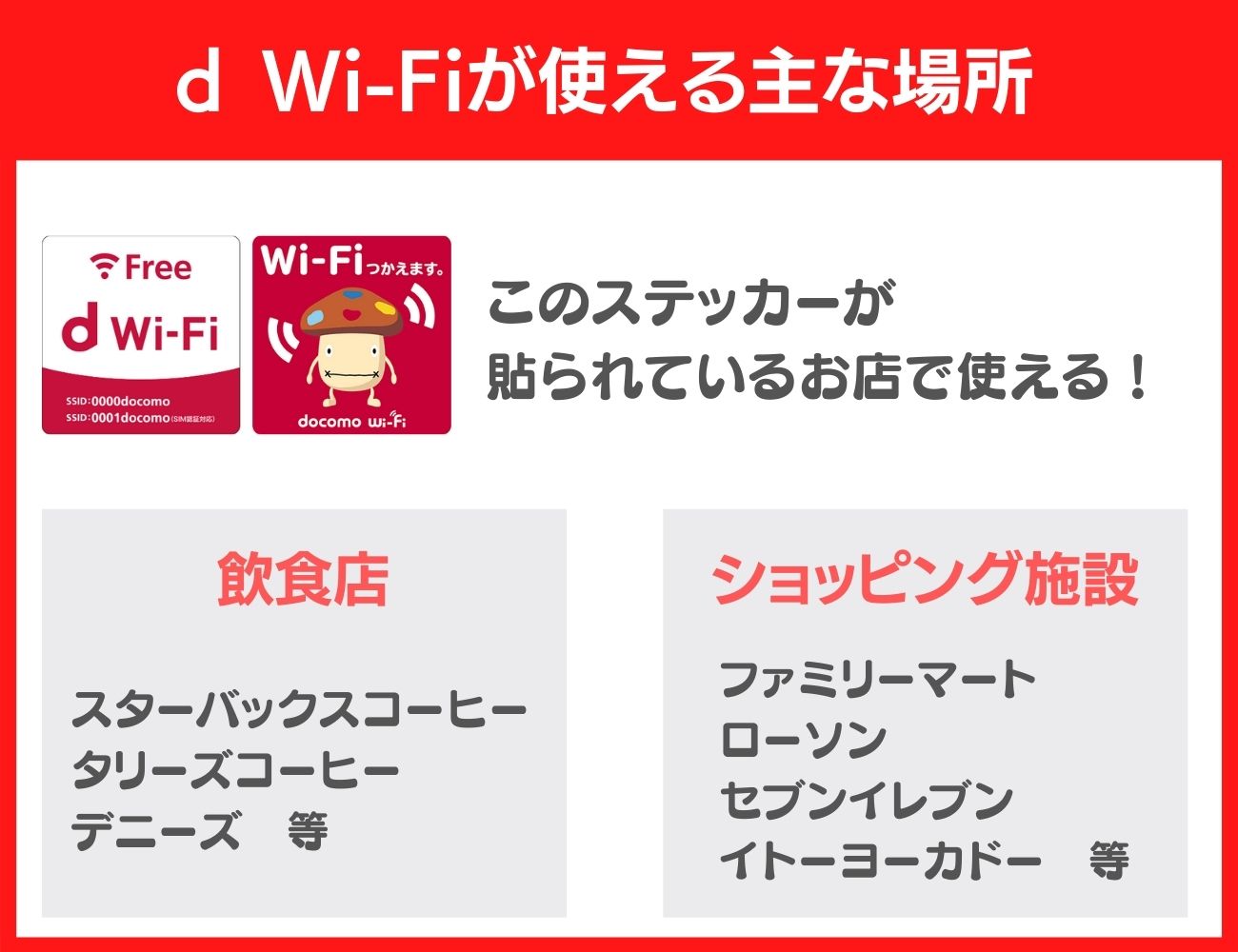d Wi-Fiが使える主な場所
