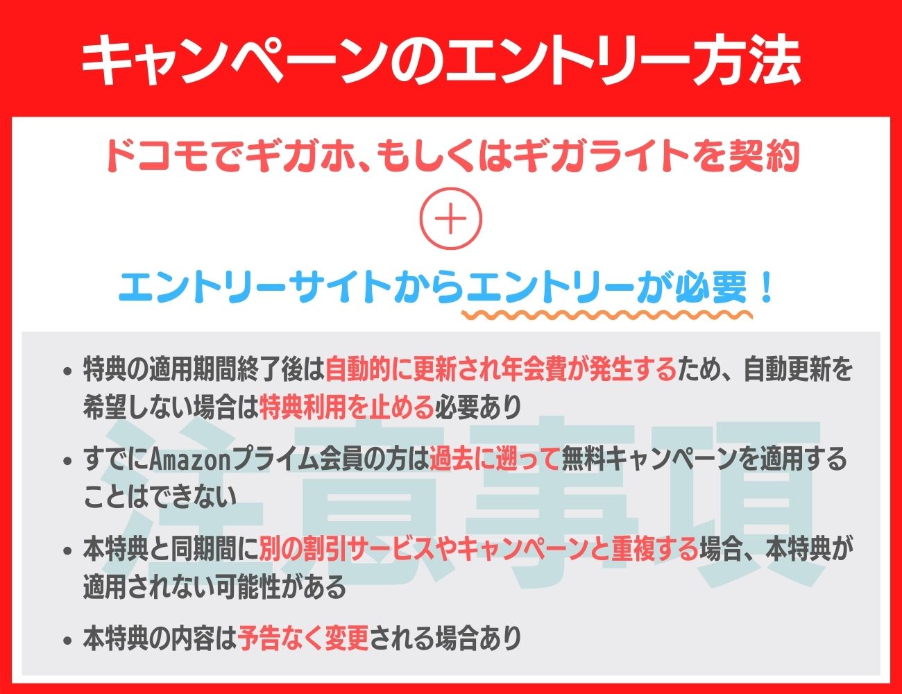 ドコモのAmazonプライム無料キャンペーンのエントリー方法