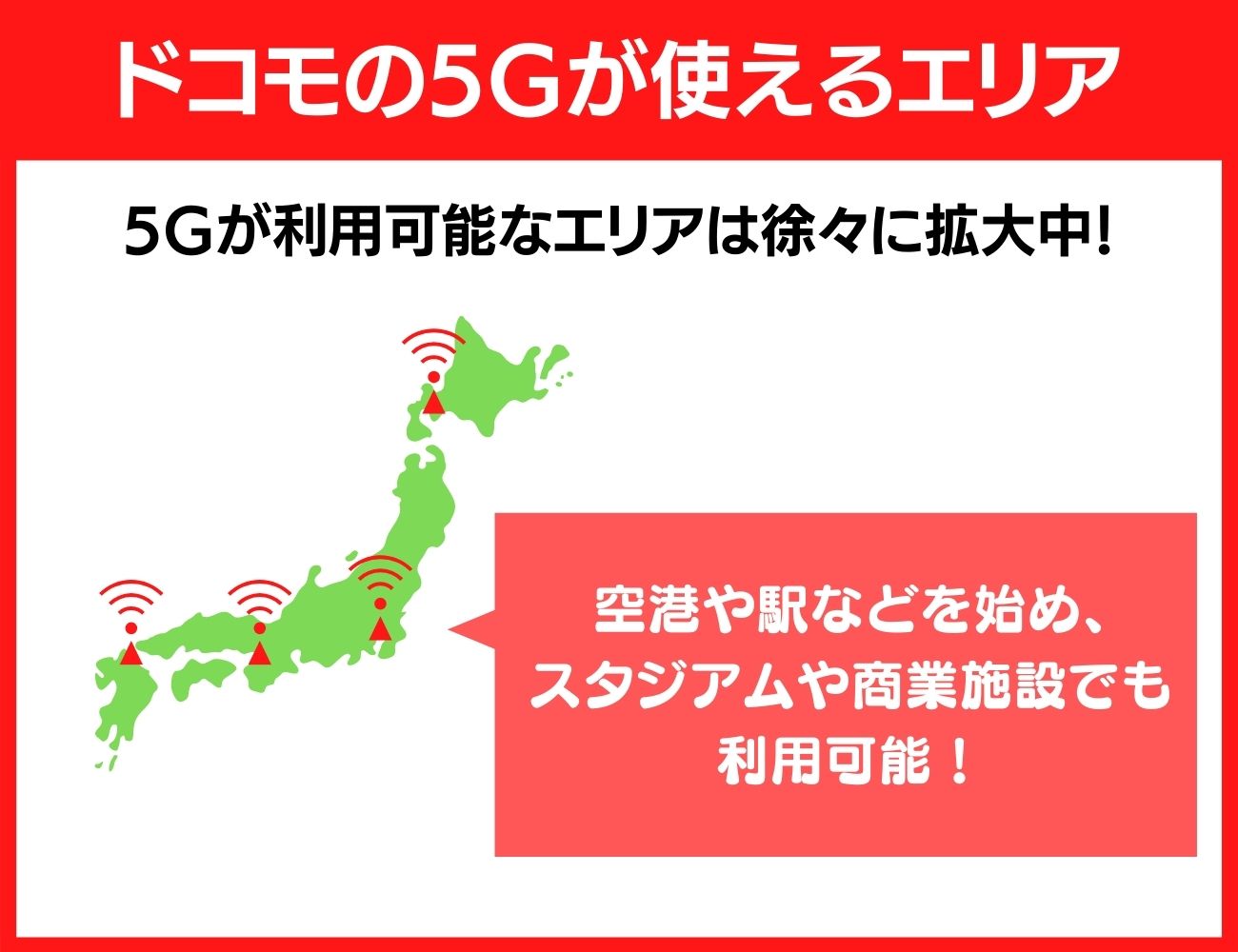 ドコモの5Gが使えるエリア