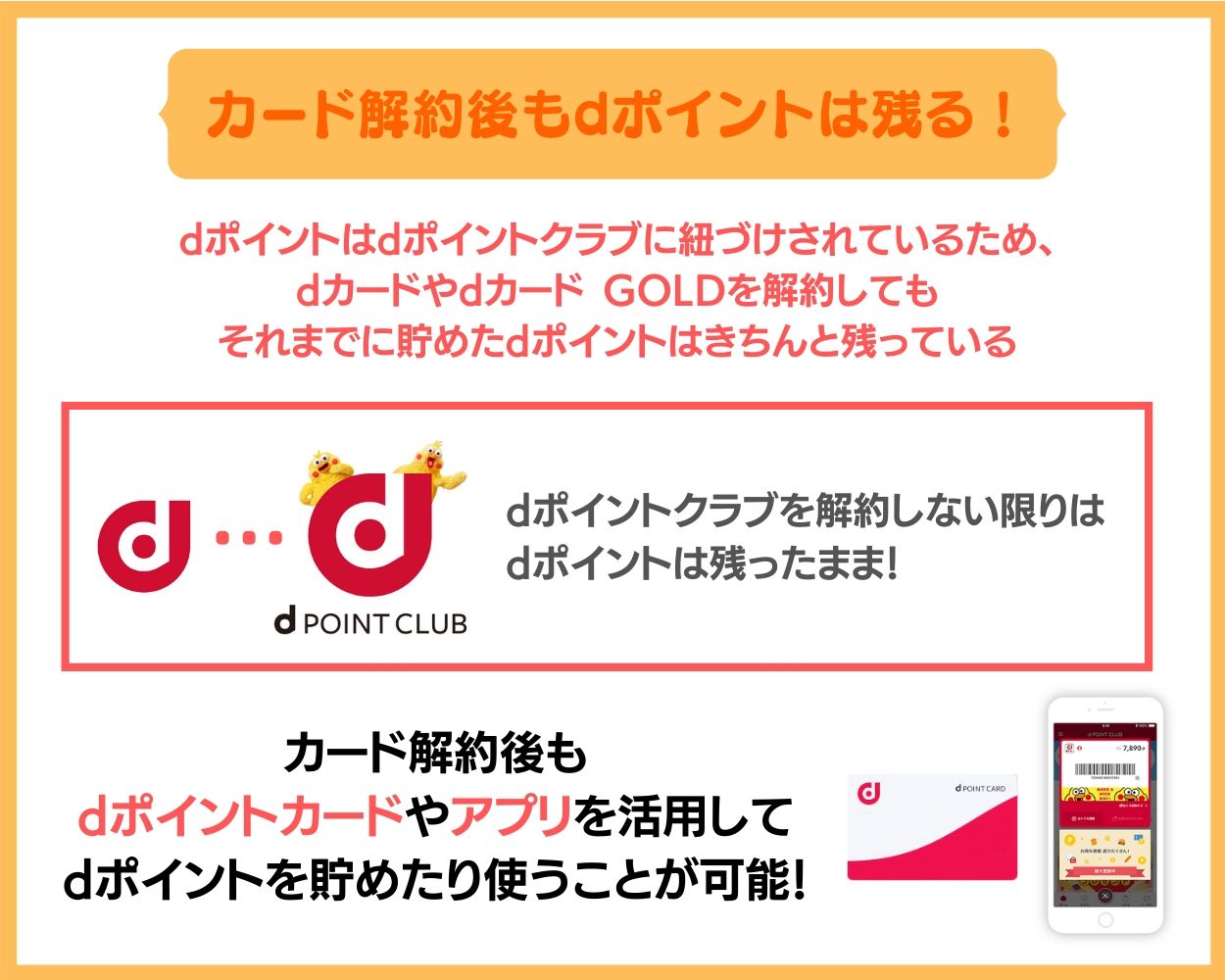 dカードやdカード GOLDを解約してもdポイントは残るので安心を！