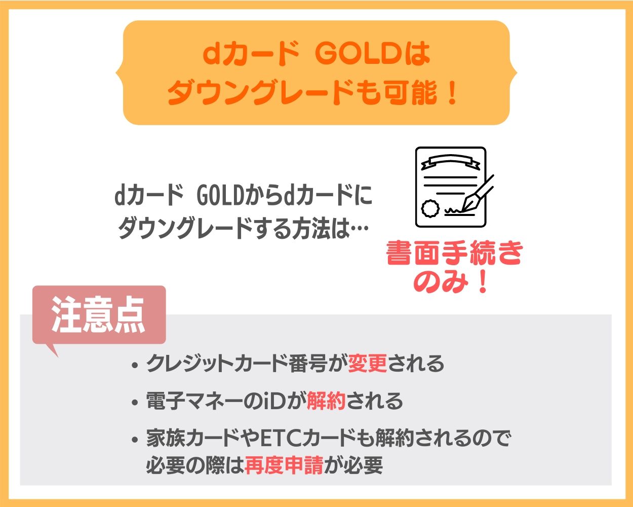 dカード GOLDからdカードへのダウングレード方法