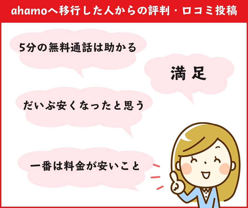 ahamoへ移行した人からの評判・口コミ投稿