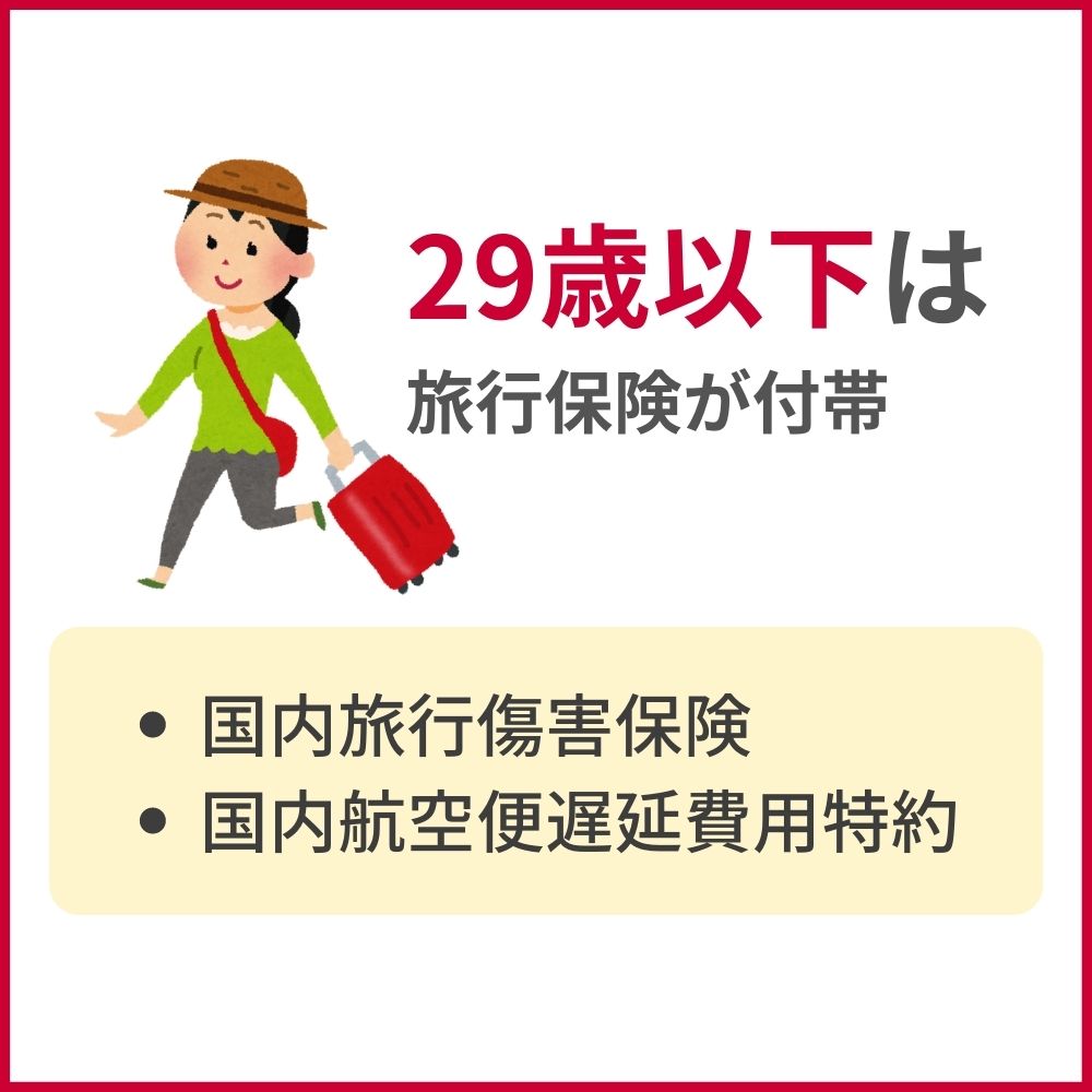 29歳以下なら旅行保険・航空遅延保険が付帯