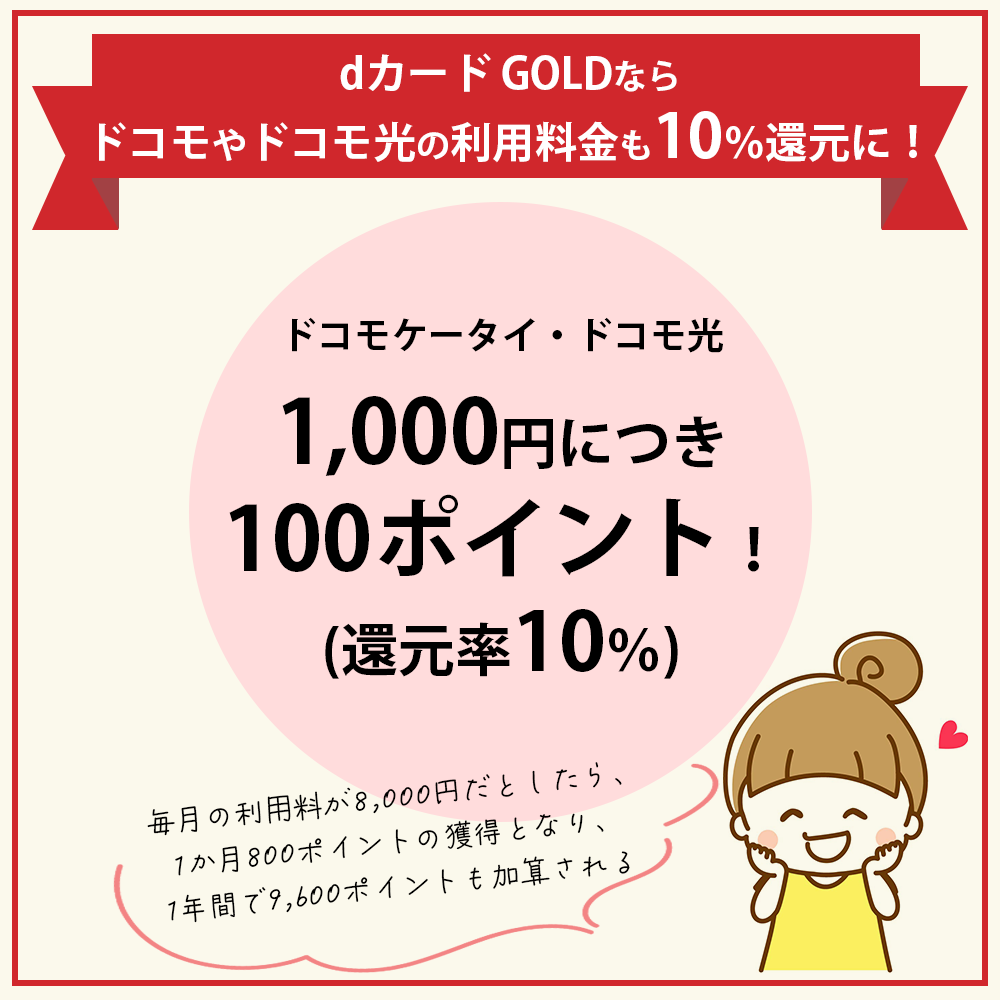 dカード GOLDならドコモやドコモ光の利用料金も10％還元に！