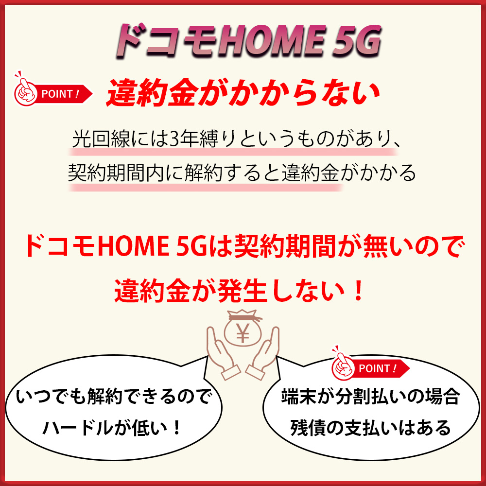 ドコモHOME 5Gは違約金がかからない！