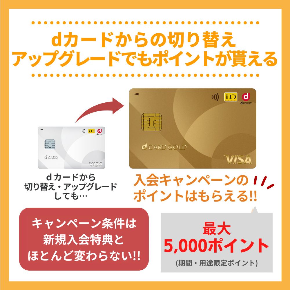 dカードからのアップグレードでも最大5,000ポイントゲット！